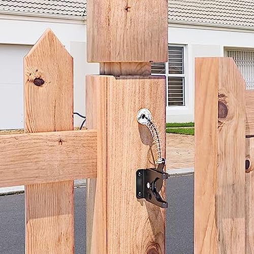 Miniatura 5 de Pestillo de gravedad de puerta autoblocante de alta resistencia con resorte automático con tirador de cable para piscina segura, valla de madera,