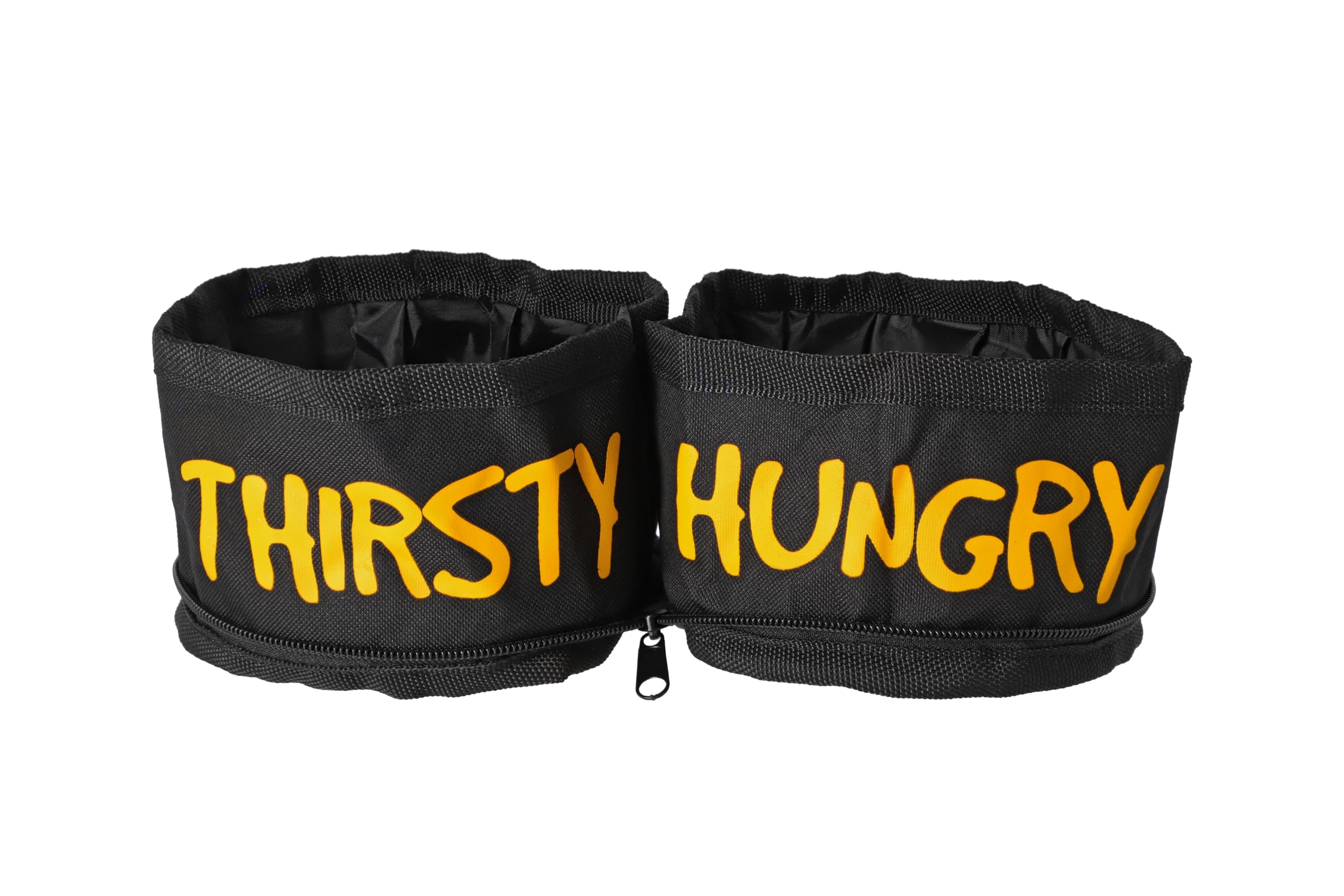 DINGO 2 Twin Dog Travel Bowls with a Metal Carabiners, Foldable into the Kindney Shape