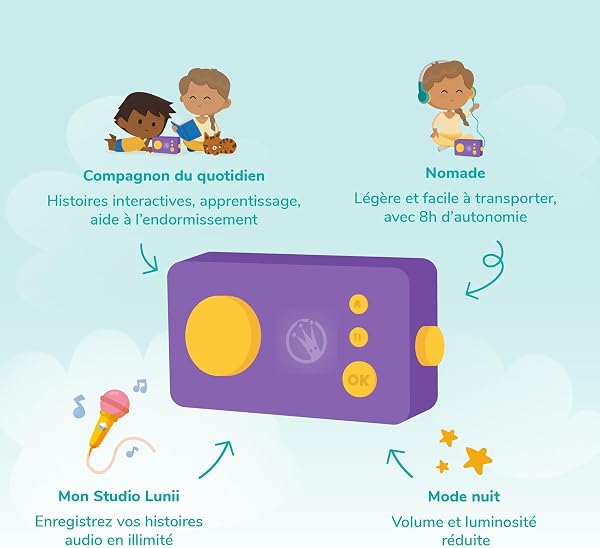 Lunii - Ma Fabrique à Histoires Violette + 2h30 d'histoires à Composer incluses à télécharger, Boîte à Histoires Interactive pour Enfants de 3 à 8 Ans - Conteuse fabriquée en France - 2