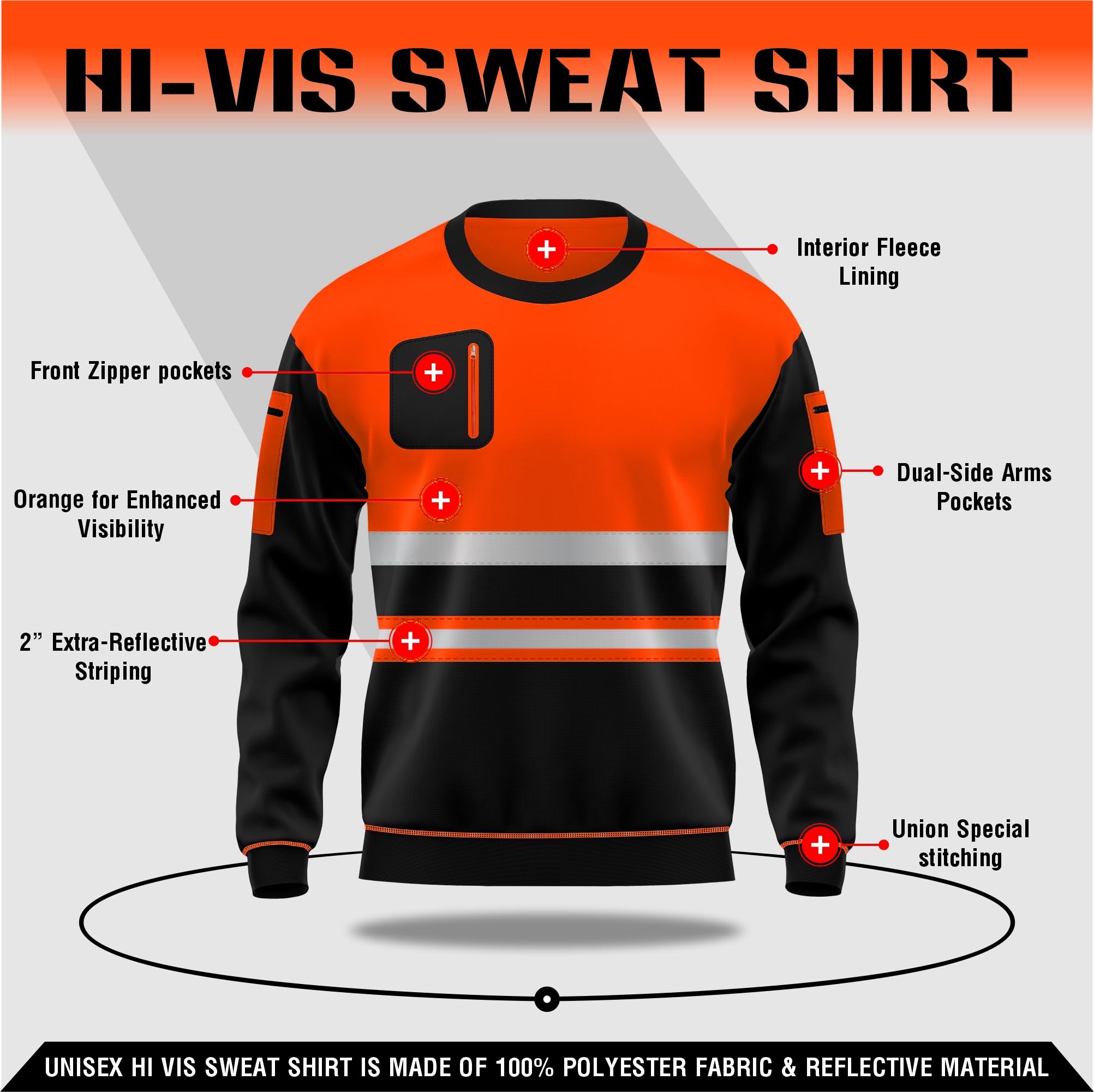 mymixtrendz Hi Viz girocollo in pile felpe ad alta visibilità sicurezza lavoro morbido caldo accogliente pile top S/2XL