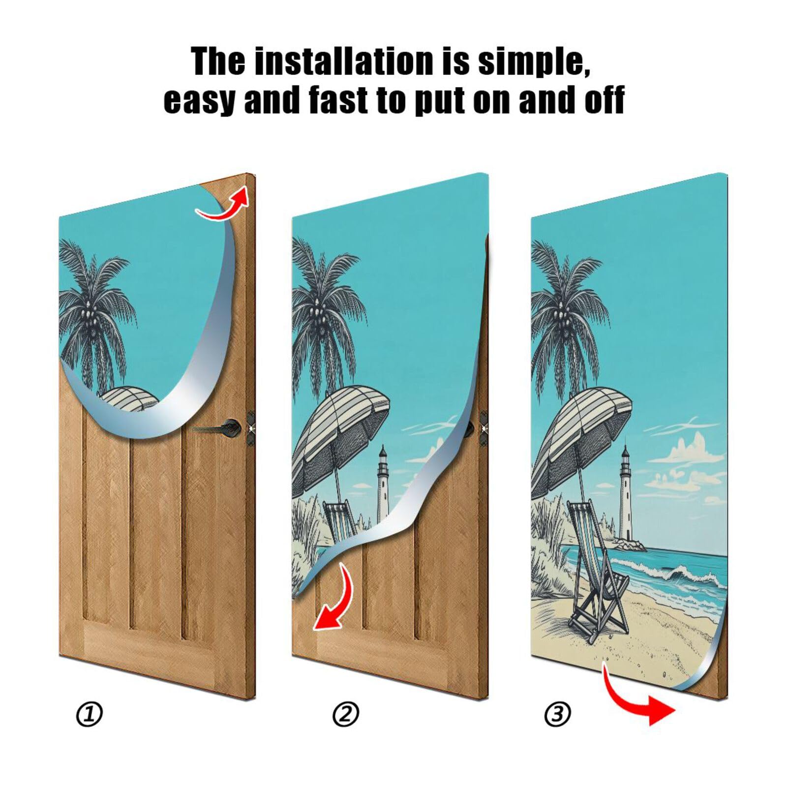 FLildon Beach Lighthouse Lounge Chair Door Cover Decoration, Party Accessory Porch Decor for Festive Ornament Room Door Covers 36 x 98 Inch