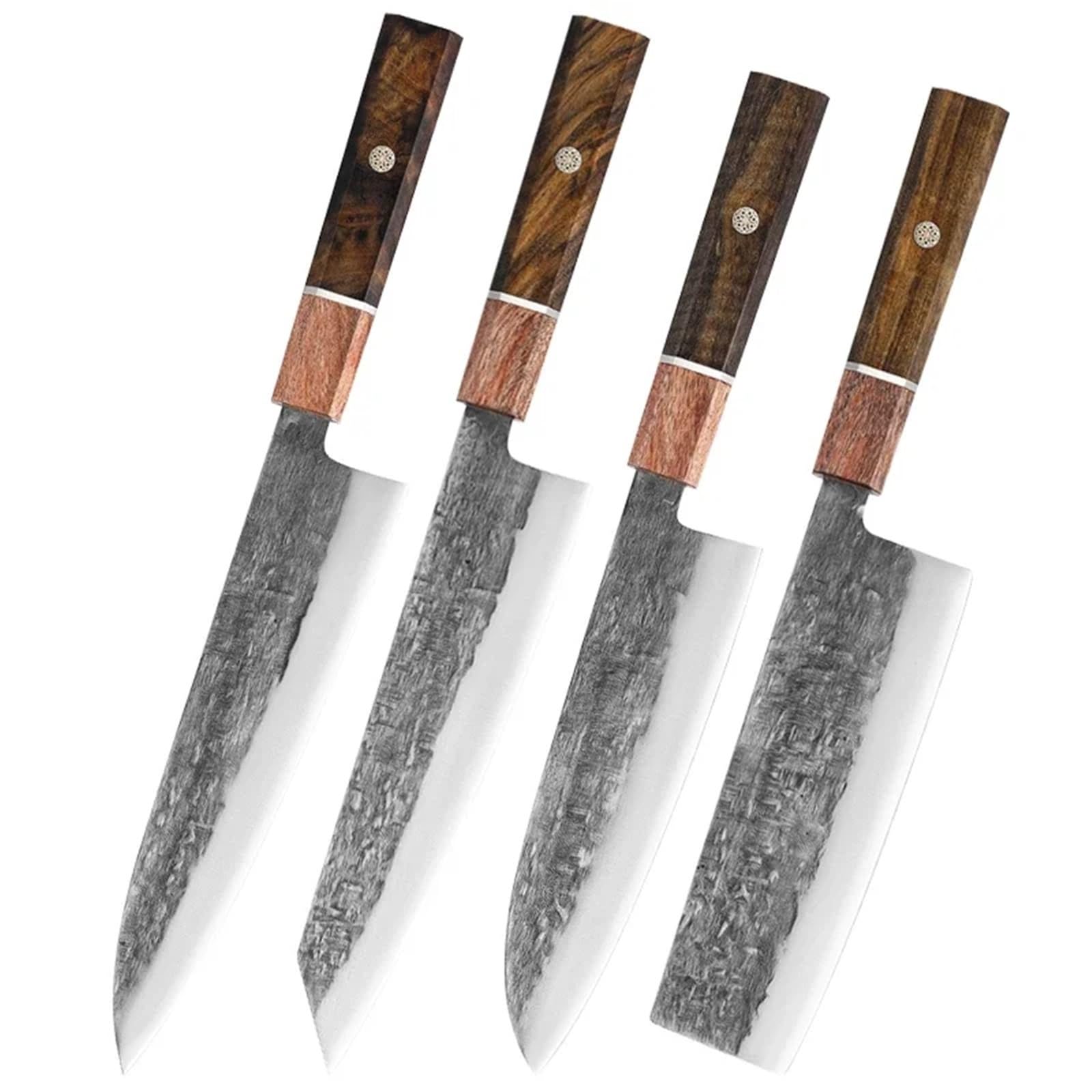 Coltello da cucina Coltelli giapponesi Santoku Coltello da cuoco forgiato Coltello da sushi for sbucciare il salmone Coltello da cucina for filetti di pesce Yanagiba(4pcs)