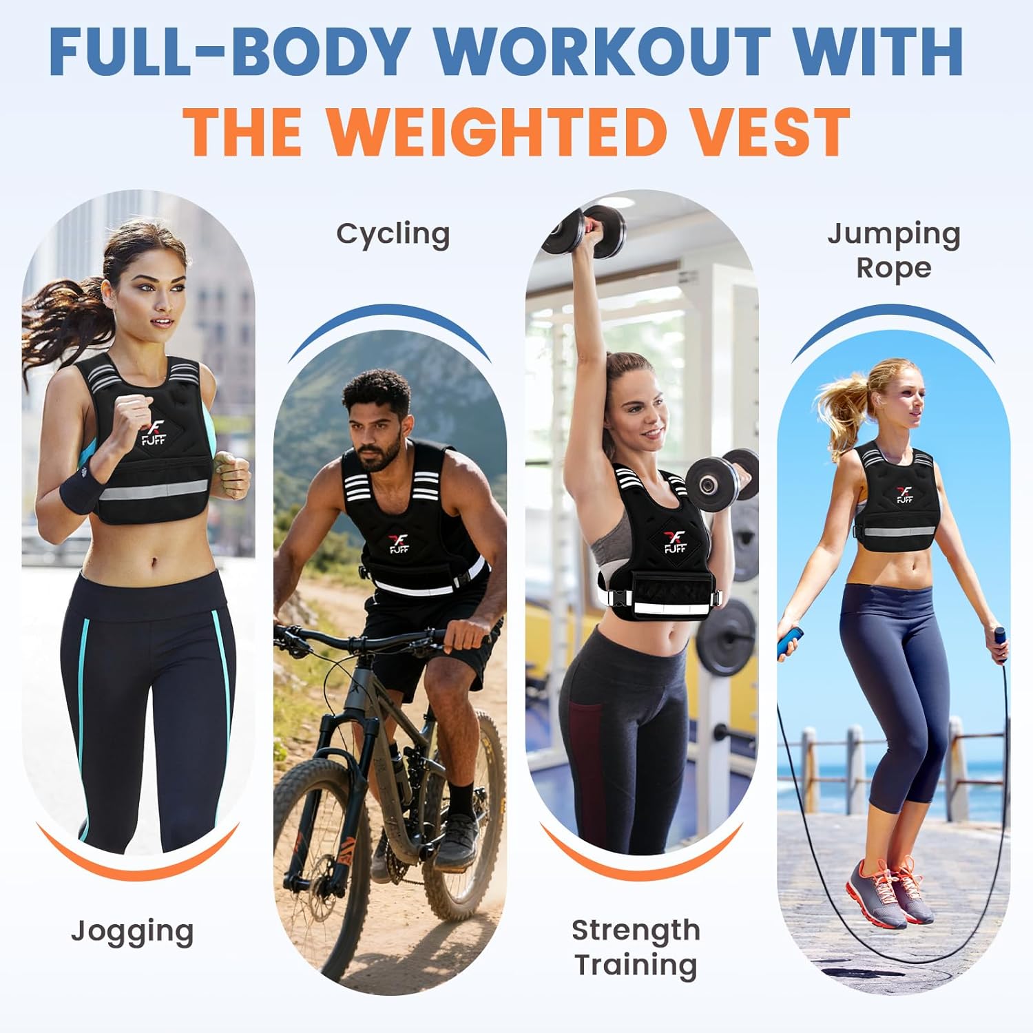 FUFF Weighted Vest Woman, 4-10/11-20/20-32 Lb Adjustable Weight Vest for Women Men, Female Strength Training Body Vest for Walking Exercise Running Workout