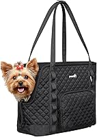 Pecute Dog Purse Carrier for Small Dogs 5-9 lbs - Lightweight Travel Tote Bag with Pockets, Safe & Stylish for Vet Visits, Outings, Black