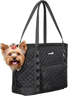 Pecute Dog Purse Carrier for Small Dogs 5-9 lbs - Lightweight Travel Tote Bag with Pockets, Safe & Stylish for Vet Visits, Outings, Black