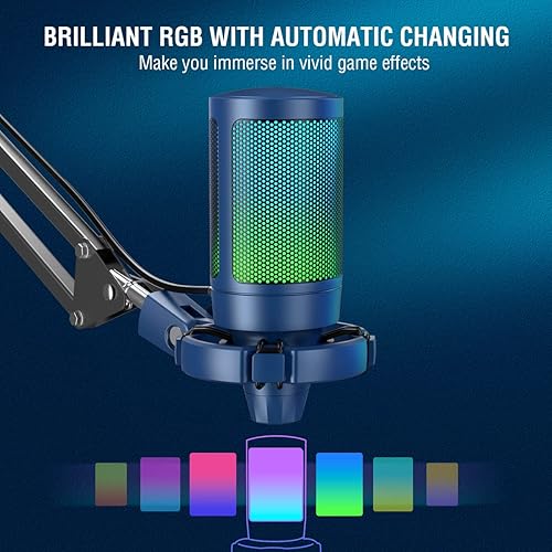Miniatura 26 de FIFINE Gaming PC USB Microphone, Podcast Condenser Mic with Boom Arm, Pop Filter, Mute Button for Streaming, Twitch, Online Chat, RGB Computer Mic