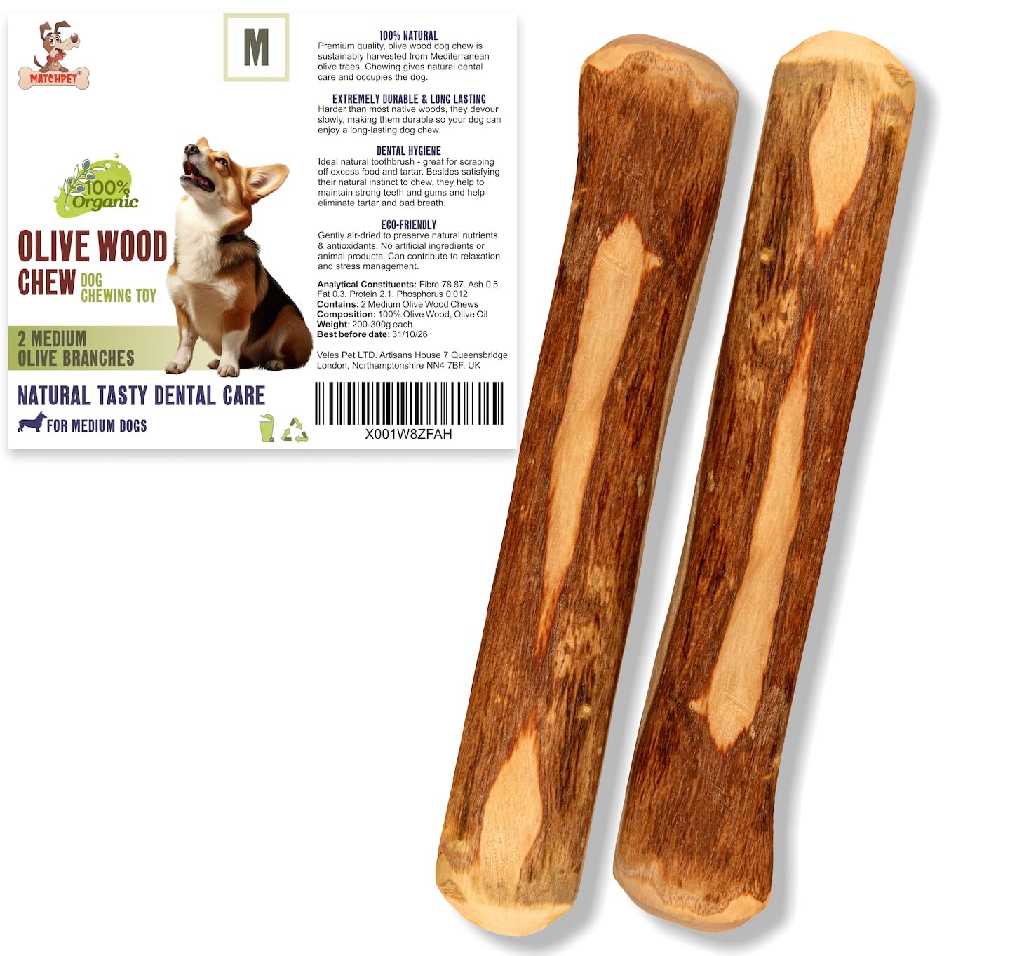 Matchpet Olive Wood Chew Stick for Dogs M