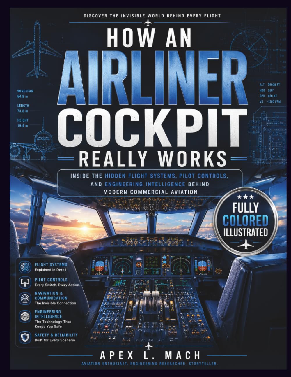 HOW AN AIRLINER COCKPIT REALLY WORKS : FULL-COLOR LABELED ILLUSTRATIONS: Inside the Hidden Flight Systems, Pilot Controls, and Engineering ... Aviation (THE ULTIMATE ENGINEERING GUIDE)