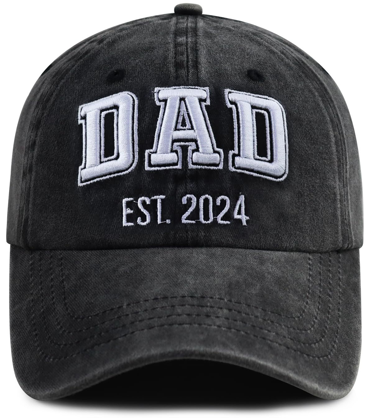 SHANVANKEFunny Dad Est 2024 Hat for Men, Adjustable Cotton 3D Embroidered Daddy Baseball Cap