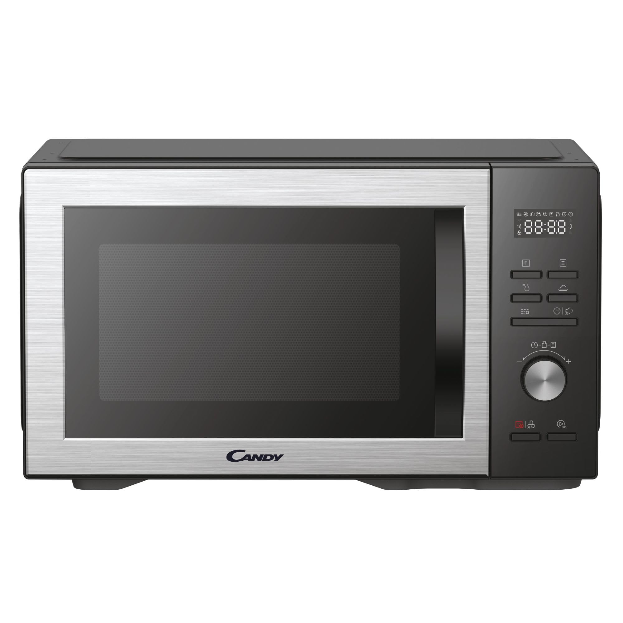 Candy CMCA29EDLB Four Micro-ondes Gril 1000W, Combiné à Chaleur Tournante, Grande Capacité 29L, Menus Pré-Programmés, Nettoyage Auto, Programmateur digital, Fonction décongélation, Noir Silver