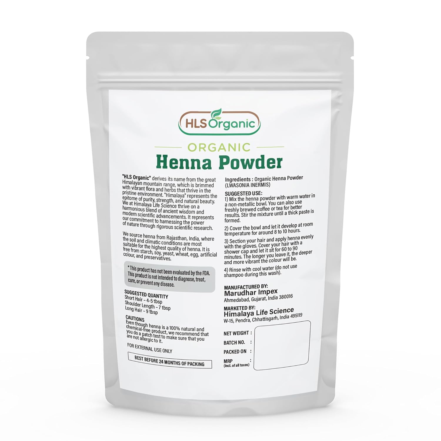 HLS Henna Powder (Lawsonia Inermis) for Natural Orange-Red Hair Color | Certified Organic | 227 Gms / 0.5 LB/ 8 Oz, No Chemicals or Additives, For Hair - Image 7