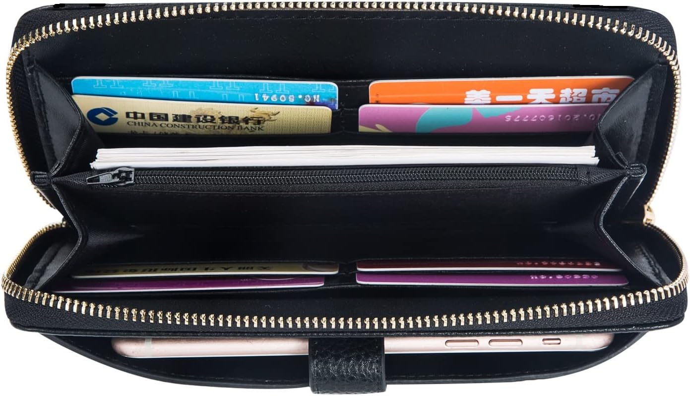 Women Wristlet Wallet with Cell Phone Holder Zip Around Handbag … - Image 4