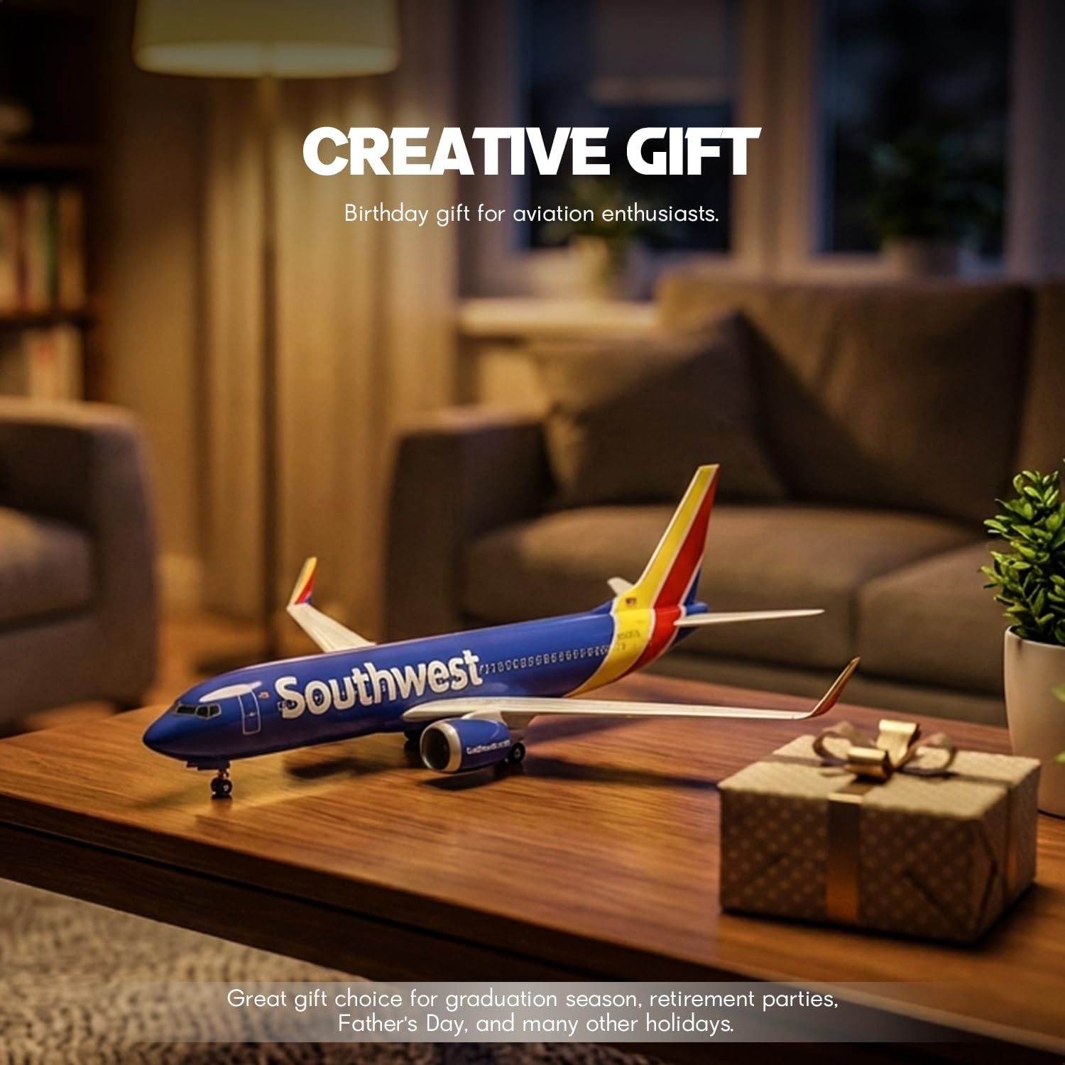 1/85 Southwests 737 model samolotu ze stojakiem (długość 43 cm) do Boeinga 787, model samolotu z żywicy, dla dorosłych, pamiątka lotnicza, prezent lotniczy, dekoracja do domu lub biura