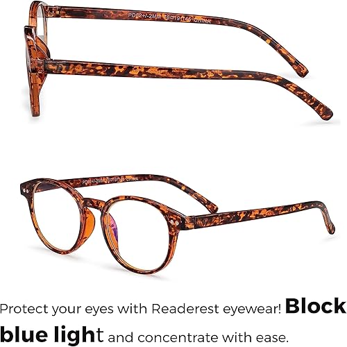 Miniatura 3 de Readerest Round Blue Light Reading Glasses - Computer Glasses wSpring Hinges - UV Protection, Anti Glare & Eye Strain