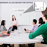 Vista 30 de J&J worldwide Glass Whiteboard Yearly Calendar - 35" X 47" Large Wall Whitrboard - White Board Dry Erase Planner for Wall Home, School, Office