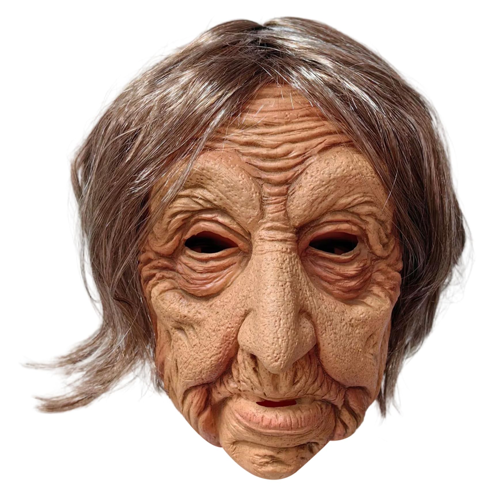 Old Lady Mask Realistic Latex Halloween Old Woman Mask with Short Hair Creepy Accessory for Halloween Costume Party
