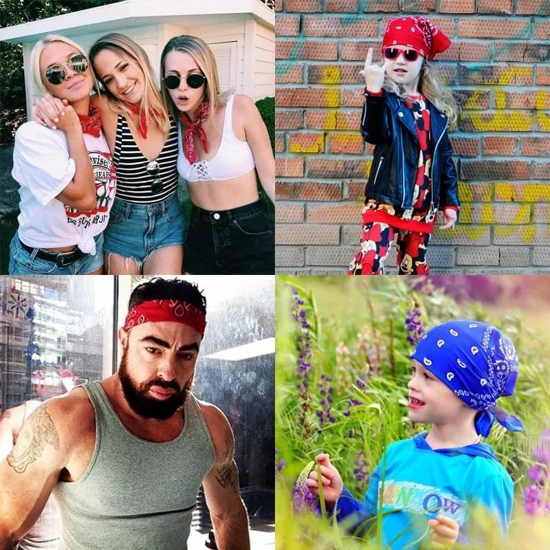 Bandana Headwear Headband Headkerchiefs Paisley Wrap Neck Scarf Outdoor Square Scarves for Cowboy Men Boys Women Girls 3pcs - Image 6