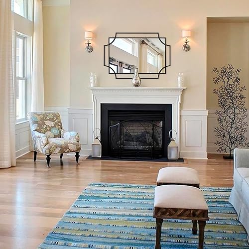 Miniatura 8 de Espejo de pared negro para sala de estar, espejo de baño negro de 36 x 24 pulgadas con marco de metal, espejo decorativo antiguo para sala de estar,