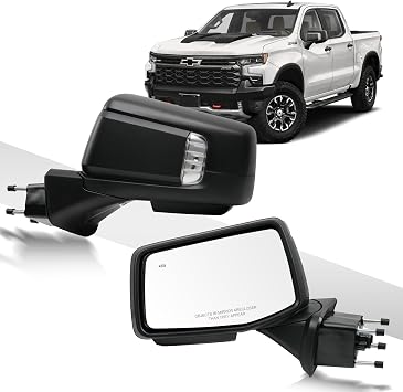 Driver Left Side Door Mirror for 2019-2025 Chevy Silverado 1500, with Heated Power Glass and Manual Folding BSM Blind Spot/Puddle/Signal Light 8 Pins