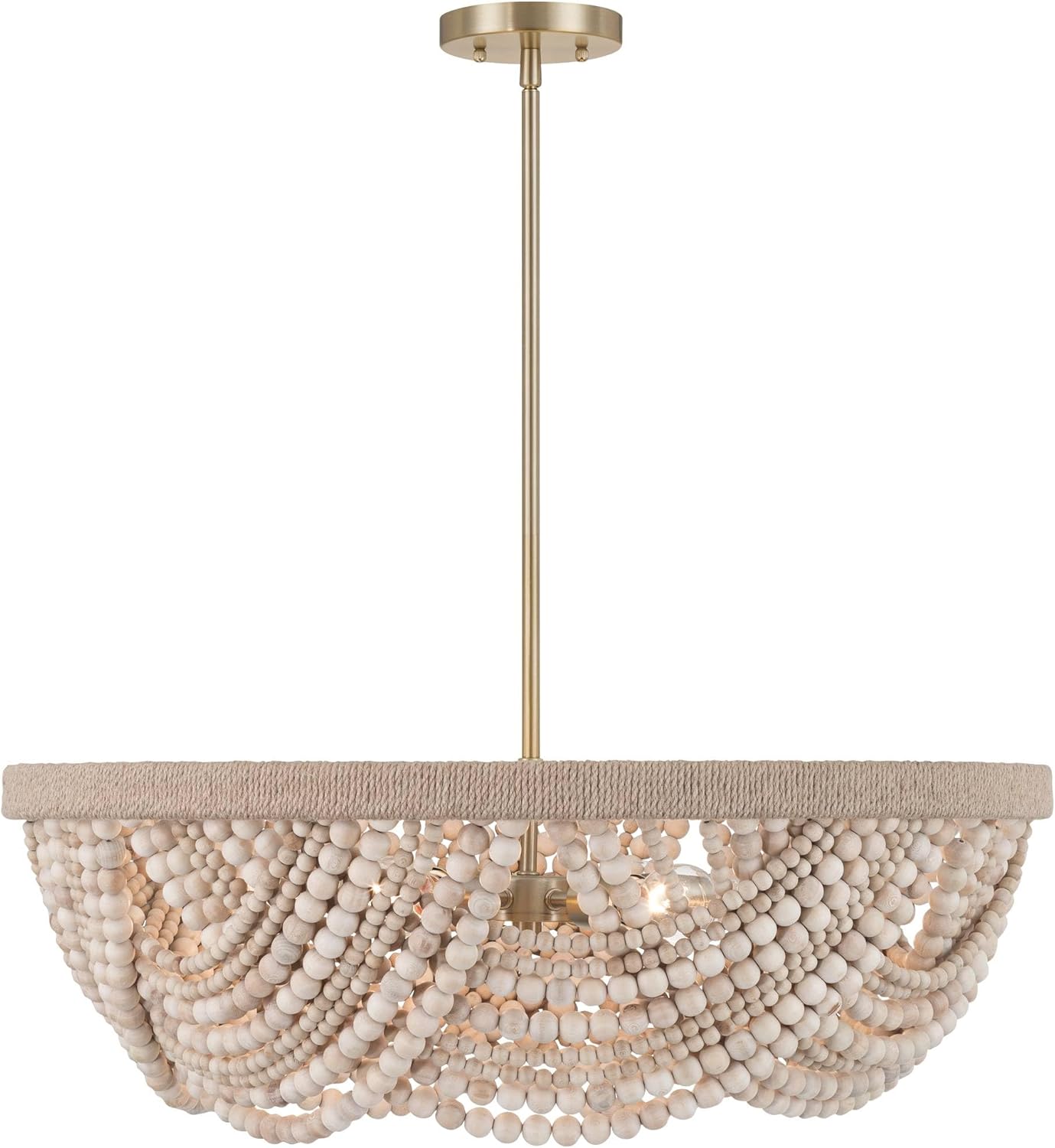 Possini Euro Design Possini Euro Darcy 28 1/4" W Brass and Natural Wood 6-Light Cottage Core Chandelier