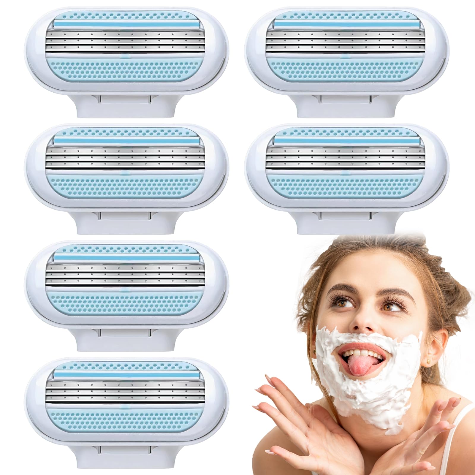 wimony6 Pack Women's Razor Blades Refills,Refills Compatible with Gillette Venus Extra Smooth Women's Razor,3-layer Blade Design, Smooth Sliding,Washable Easy to Replace,Razor Blades for Women