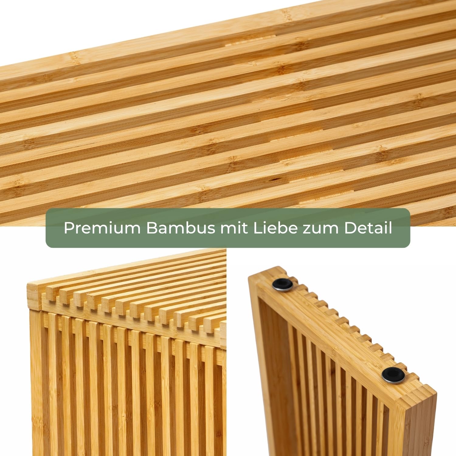 Adabor Sitzbank aus Bambus Holz – Hochwertige Holzbank für Flur, Wohnzimmer, Esszimmer und Küche, stabile & Pflegeleichte Schuhbank | extrem belastbar, höhenverstellbar & rutschfest