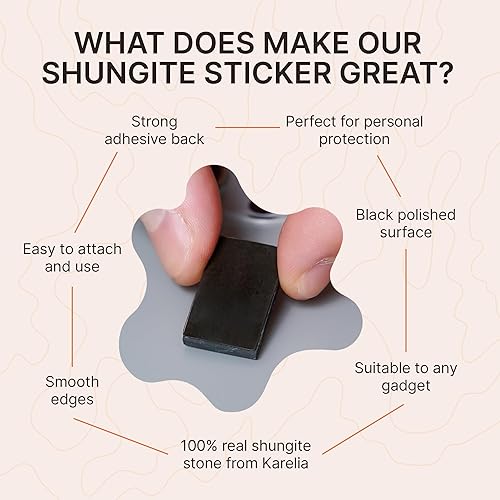 Miniatura 3 de Karelian Heritage Protector de teléfono celular con adhesivo de piedra Shungite auténtica de 0.591 x 0.984 in (0,6 x 1 pulgadas)  Placa de