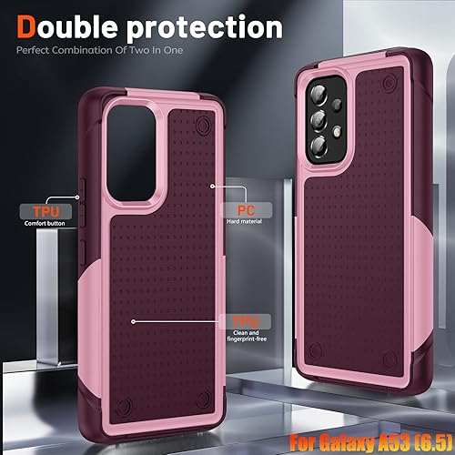 Miniatura 5 de Funda resistente para Samsung Galaxy A53 (5G) de 6.5 pulgadas, 4 esquinas con bolsas de aire protección contra caídas de 12 pies, agarre texturizado