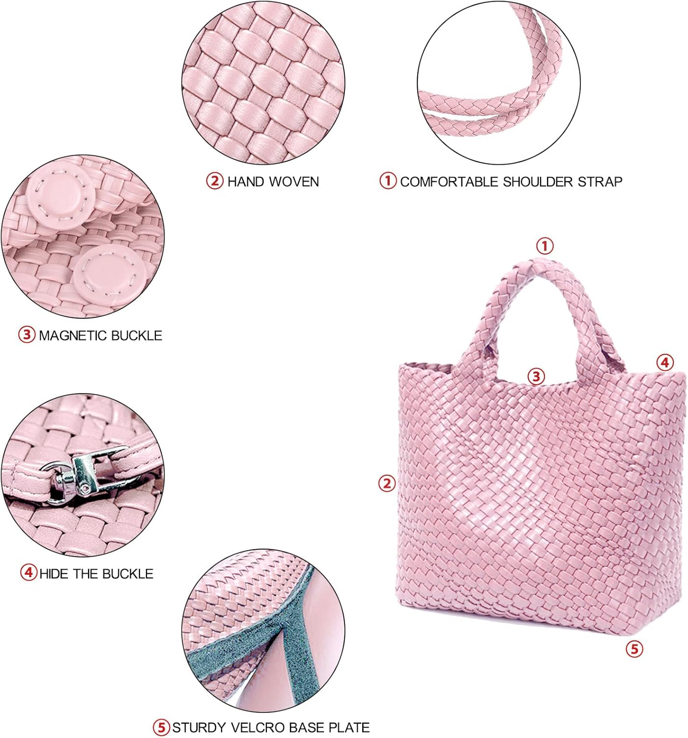 JINMANXUE Fashion Woven Bag Shopper Bag Travel Handbags and Purses Women Tote Bag Large Capacity Shoulder Bags - Image 6