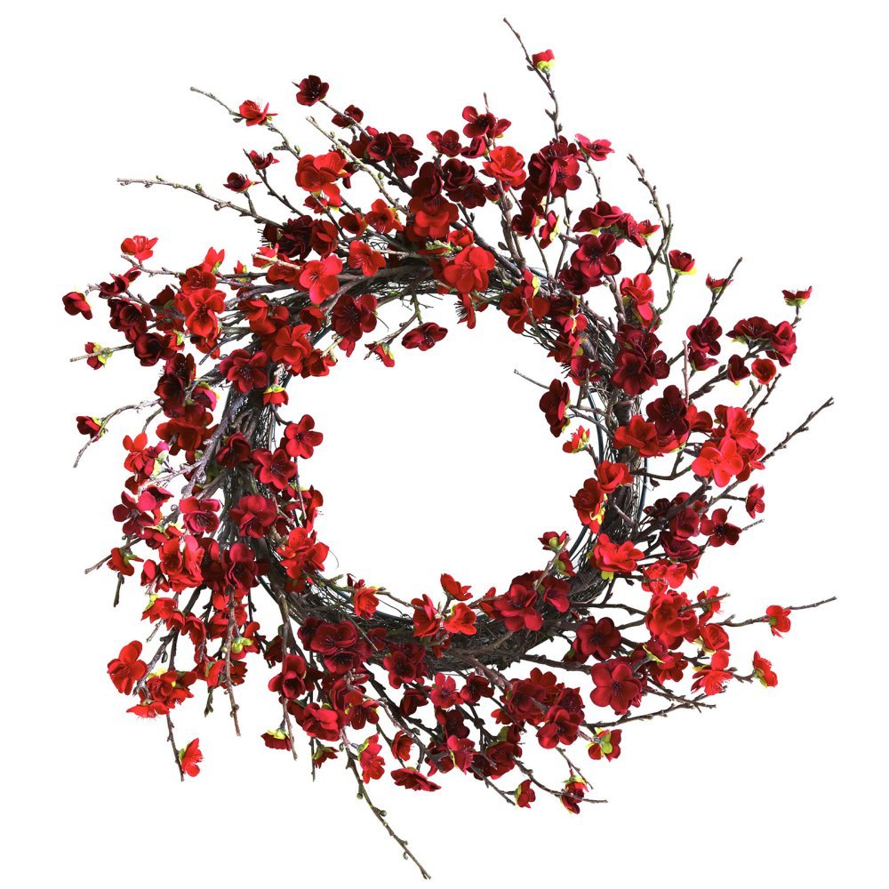 Nearly Natural 24in. Plum Blossom Wreath
