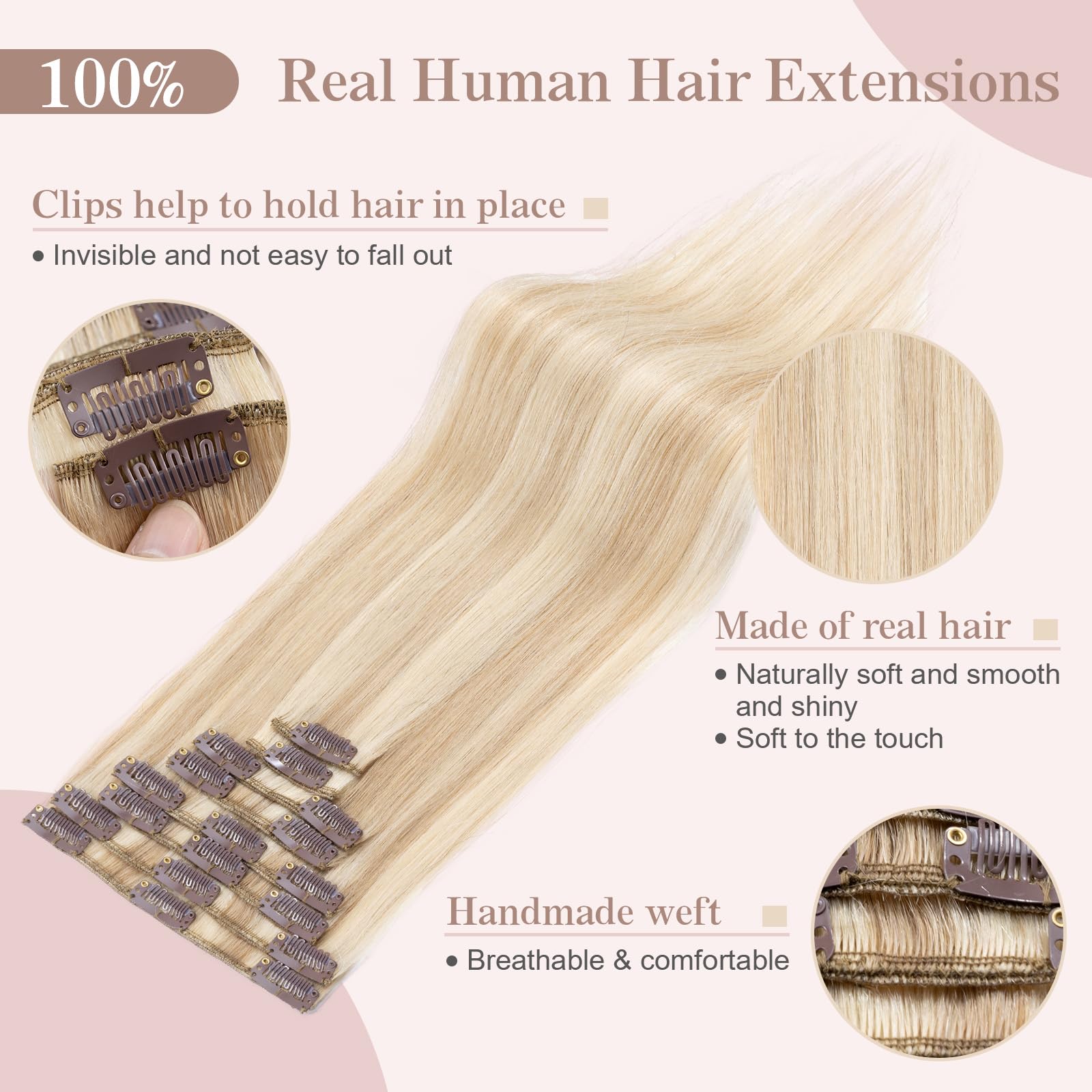 SEGOHAIR 8 PCS Hair Extensions Clip in Real Human Hair, 10 inch Thin Full Head Human Hair Extensions Straight - Image 3