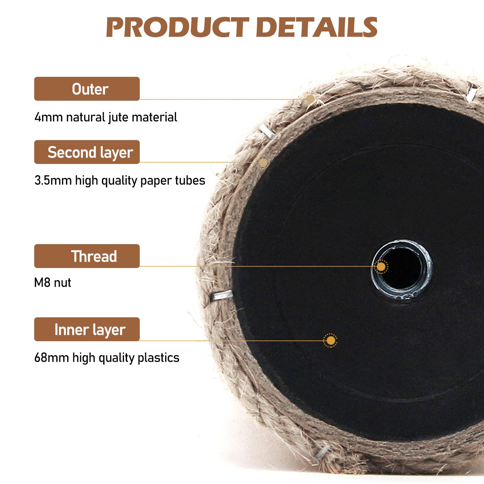 BORDEAG 2 Piezas Poste Rascador para Gatos, 40 * 8cm Recambio Rascador para Gatos, Poste De Repuesto para Rascar Sisal Natural Poste Rascador De Gatos para Gatitos Torre De Árbol De Gato