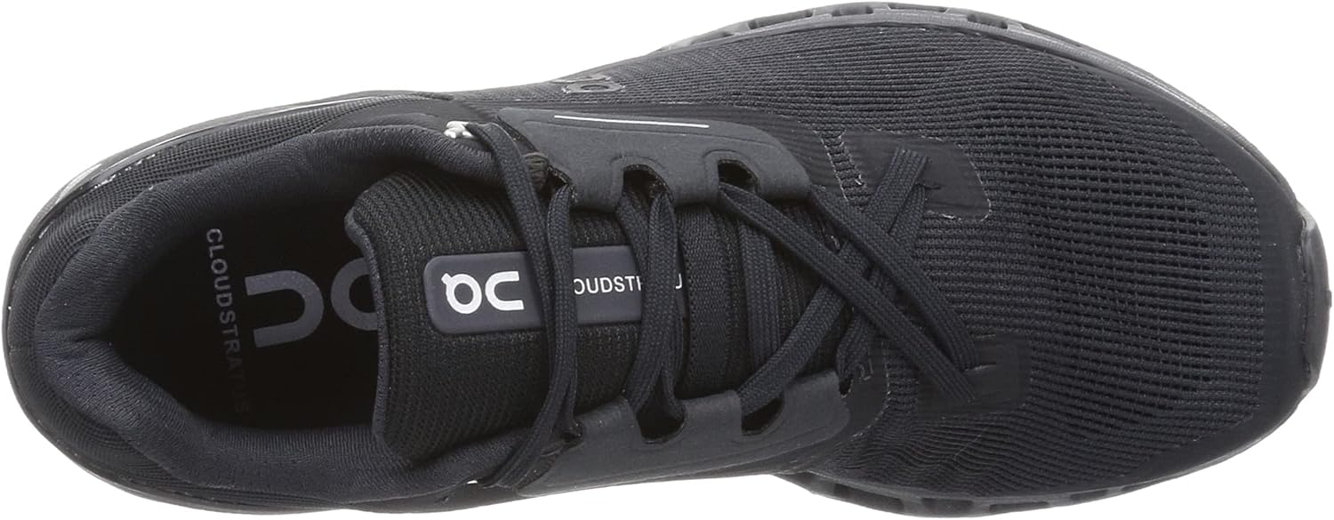 ON Running Cloudstratus Womens' Sneakers, All Black, 7 - Image 5