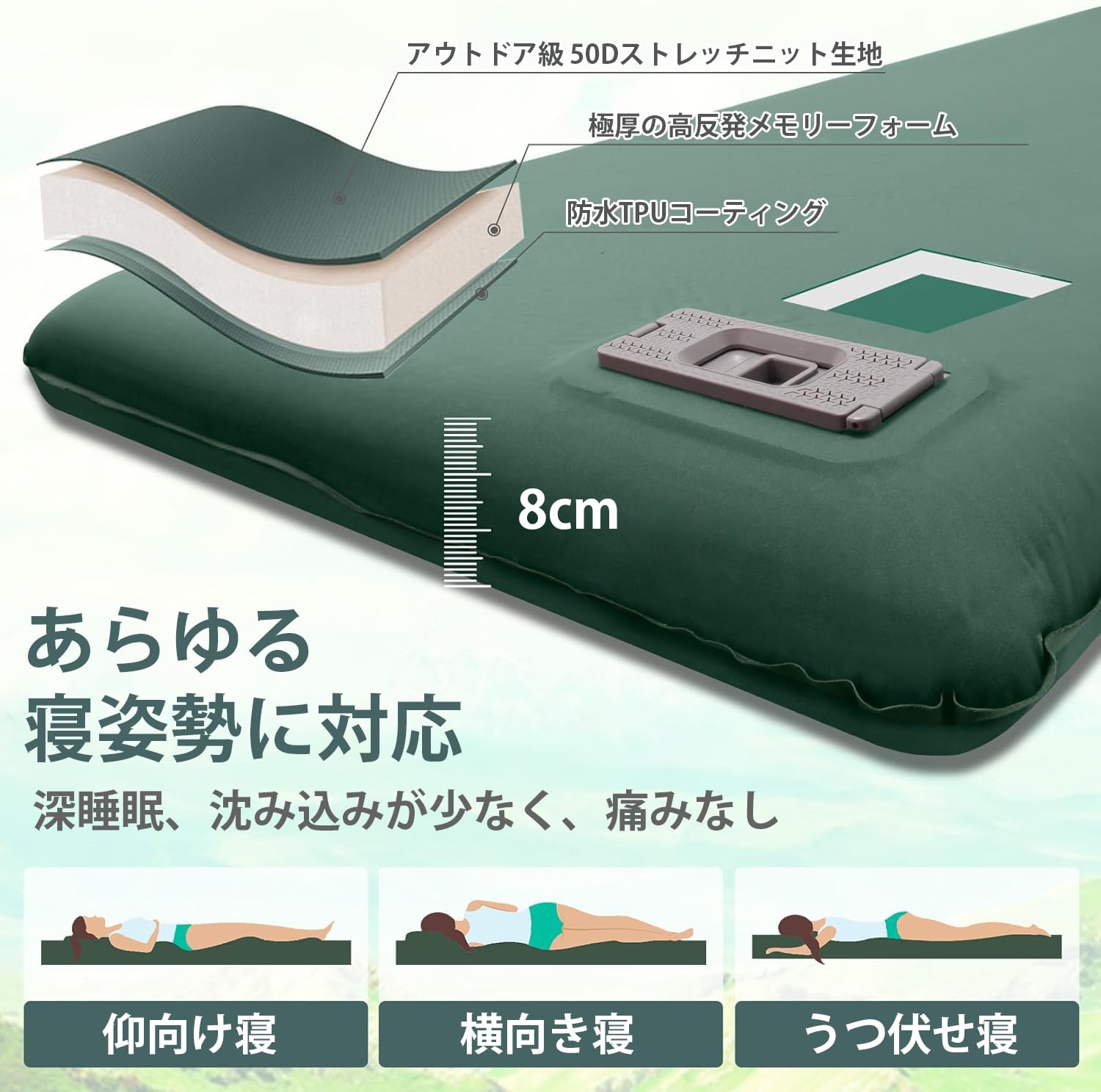 Amazon.co.jp: MFDXWCV エアーマット電動ポンプ内蔵 キャンプマット