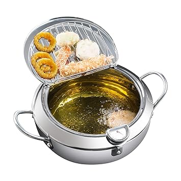 Stainless Steel Fryer Pan Tempura Japanese Style Household Frying Pot Kitchen Deep Fryers Tempura Fryer P