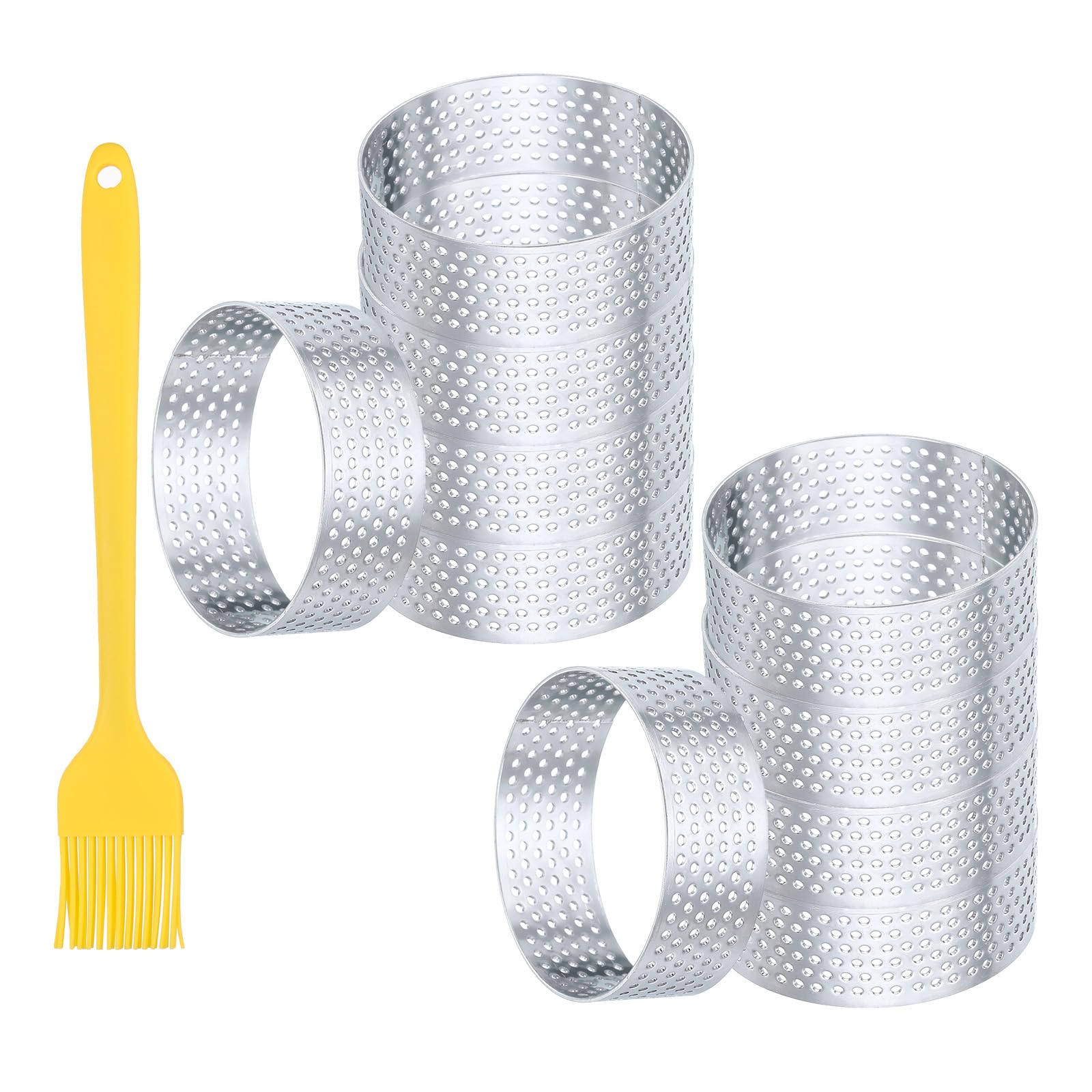 Anillos perforados para masas crujientes, moldes redondos de 2.8 pulgadas, 10 piezas