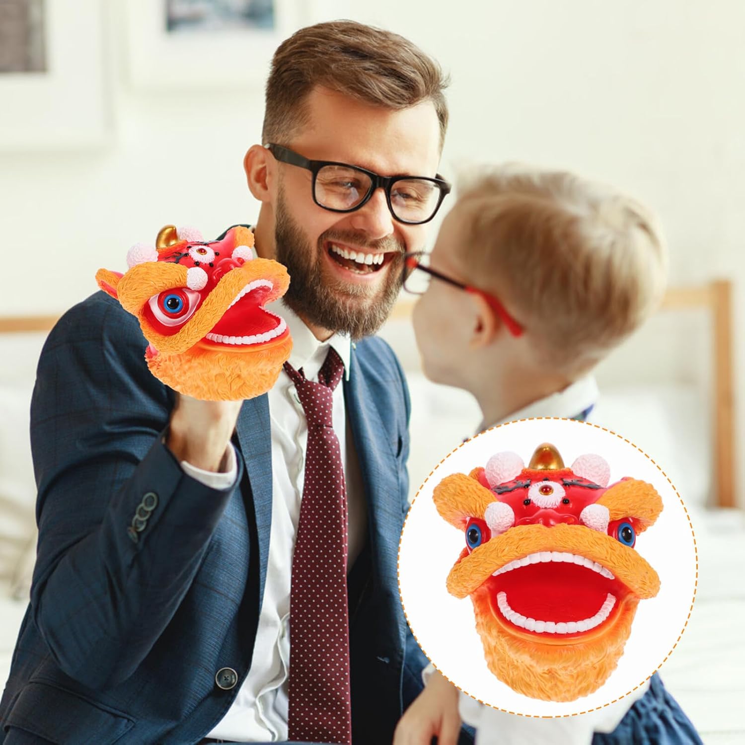 Dancing Lion Hand Puppet Soft Animal Hand Puppet for Kids Storytelling Role Play Educational Toy 5.11 Inch