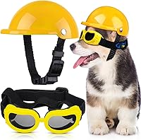 Vista 18 de Frienda Casco y Gafas para Perros, Gafas de Protección UV para Perros y Casco de Motocicleta para Cachorros de 4 Pulgadas con Almohadillado Adorable
