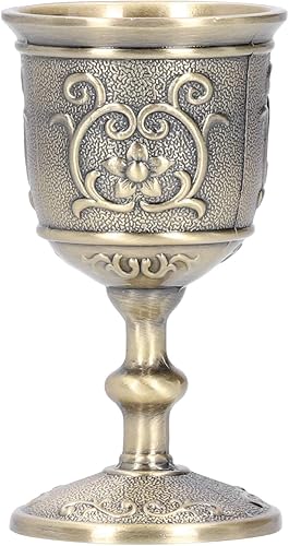 Cáliz vintage, copas de vino con flores grabadas de metal, copa de vino de bronce, copa de vino real europea para fiesta, boda, hogar (S)