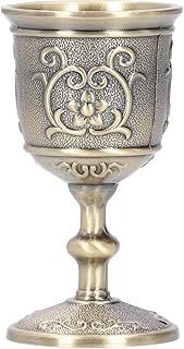 Mumusuki Vintage Bronze Goblet, Medieval Royal Chalice, Temperature Control Embossed Detailing Versatile Entertaining, Whiskey Wine Drinkware for Parties Wedding, 20ml Small Size