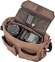 Vista 4 de Men's Lightweight Vintage Waterproof Canvas DSLR SLR Shockproof Camera Shoulder Messenger Bag Sling bag