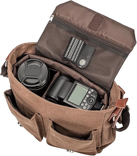 Miniatura 4 de Men's Lightweight Vintage Waterproof Canvas DSLR SLR Shockproof Camera Shoulder Messenger Bag Sling bag
