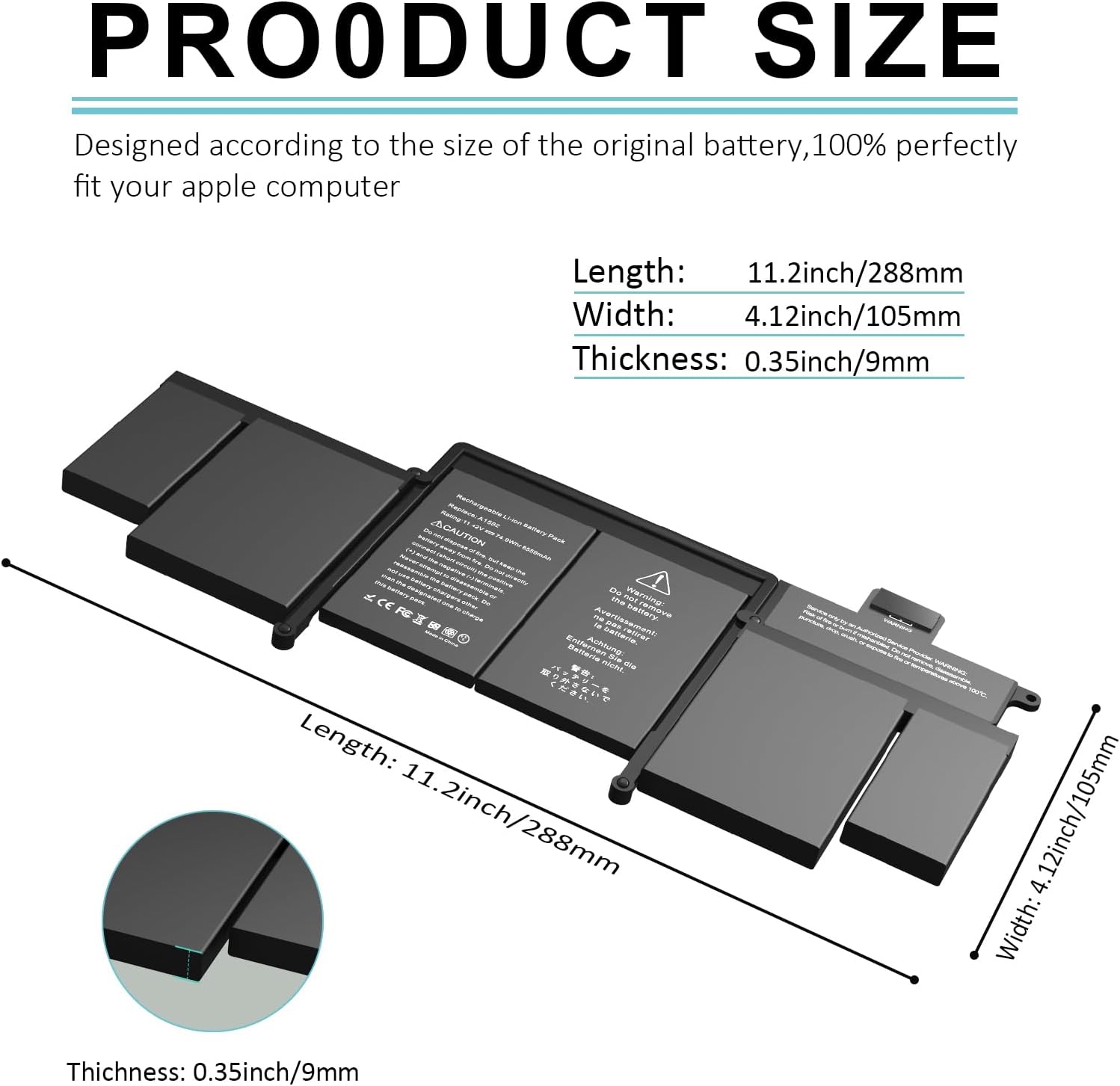 BNDeluxe A1502 A1582 Battery for MacBook Pro Retina 13”A1493 [Early 2015, Mid 2014, Late 2013] 11.42V 74.9Wh