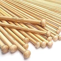 Vista 3 de Juego de agujas de tejer de bambú, agujas de tejer de madera para principiantes, 18 pares de 9 pulgadas de largo, tamaño de EE. UU. 0-15