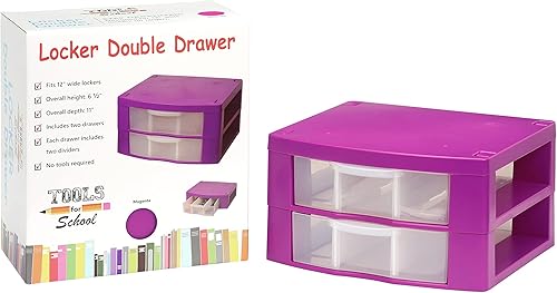 Miniatura 7 de Organizador de casillero de herramientas para la escuela, 2 separadores de cajones extraíbles, cajones de almacenamiento ajustables para joyas,