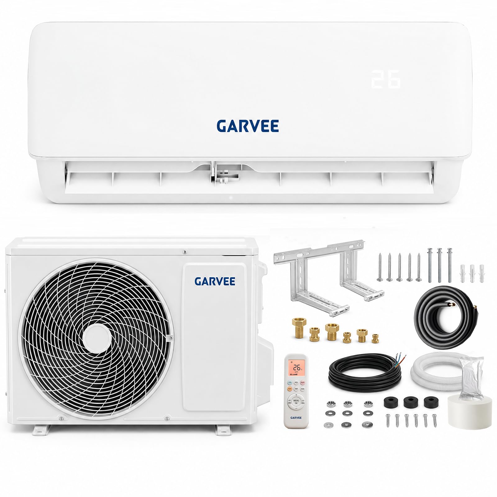 24000 BTU Split Inverter Anlage 7,2 kW Kühlen & Heizen | A++ Effizienz, R32, WiFi App Steuerung, leise | Bis 110 qm Nutzfläche, mit sämtlichem Montagezubehör