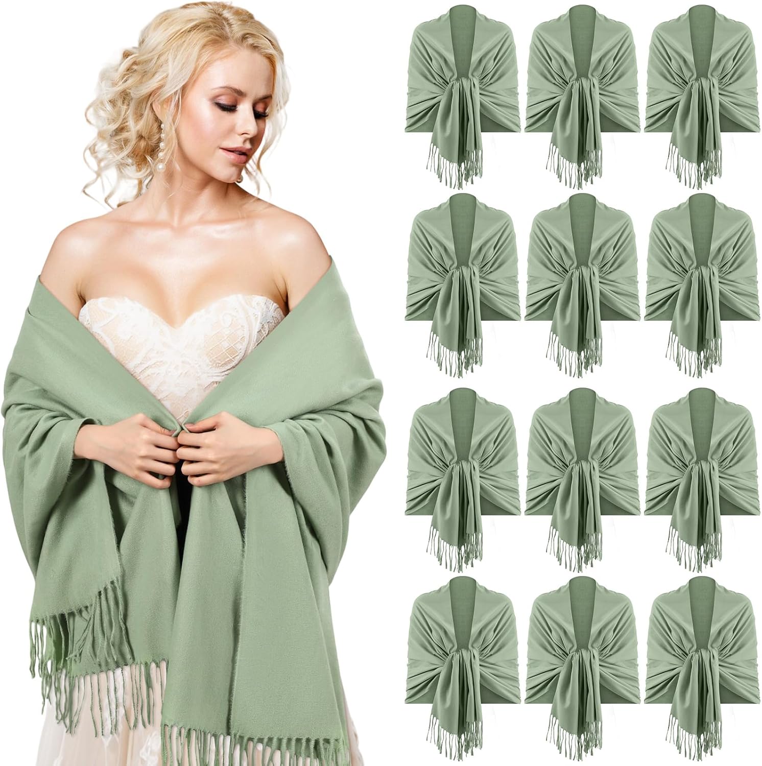 Haysandy Bulk Pashmina Shawls Winter for Wedding Women Scarf Bridesmaid Shawls and Wraps Valentine's Day Party Gift for Guest