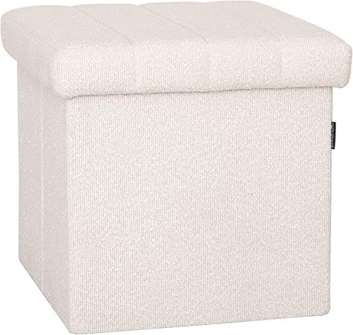 Miniatura 9 de Seville Classics Reposapiés otomano de tela acolchada, asiento acolchado para dormitorio, dormitorio, loft, sala de estar, entrada, pasillo, gris