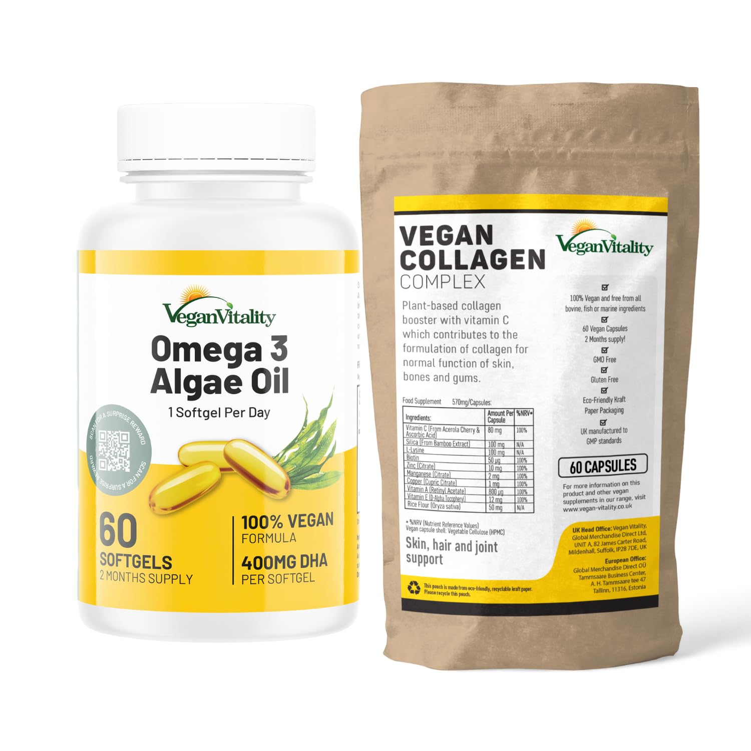 Vegan Vitality Collagen and Omega 3-2 Months Supply - Vitality & Radiance