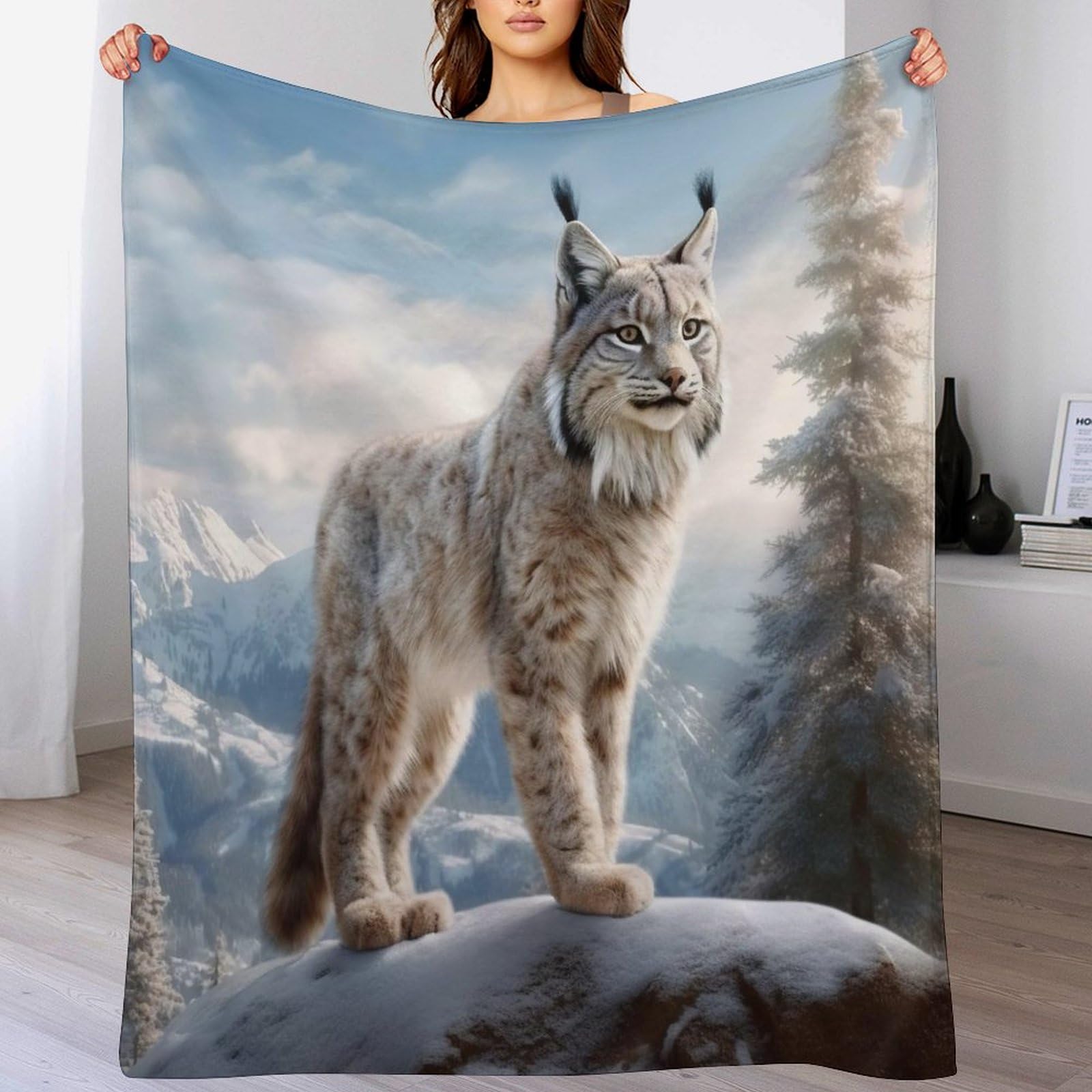 Manta de franela para sofá de lince para combatir el frío con máxima suavidad